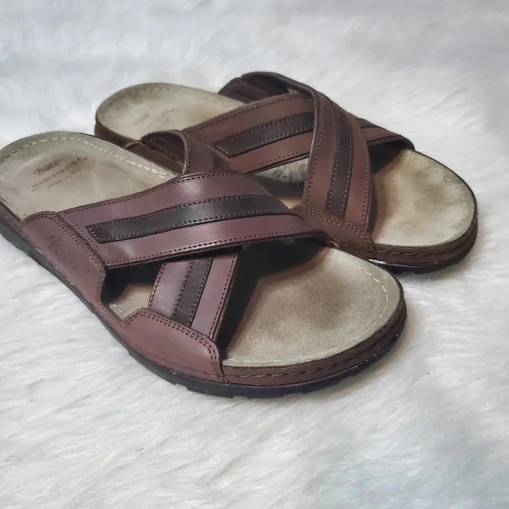 BATZ Alex Handmade Leather Mens Slip-on Sandals Clogs Mules, 41